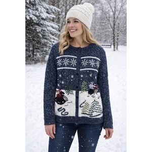 Vintage Reference Point Snowman Jeweled Holiday Ugly Sweater Womens Size M
